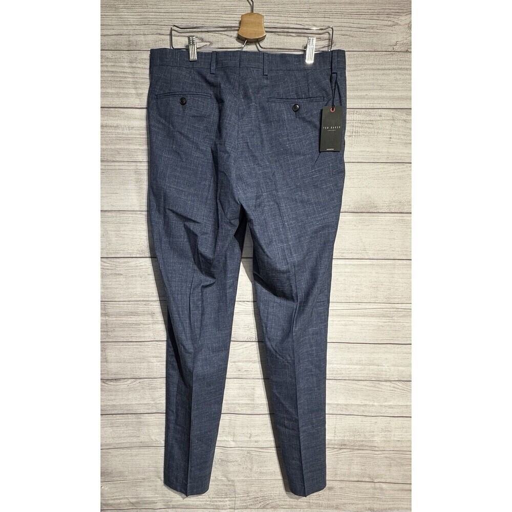Ted Baker Modern Navy Mix Suit Trousers Pants 34R Wool /LINE - Picture 4 of 12